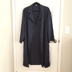 Long Sleeve Navy Blue Button Down Shirt Dress/Jacket Size Small